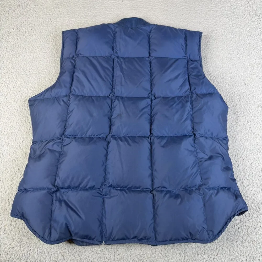 VINTAGE REI Goose Down Vest Men XL Blue Puffer Quilted Full Zip Insulated Hiking